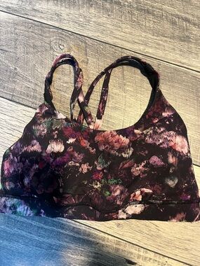 Lululemon Floral Print Racerback Sports Bra - Black & Pink